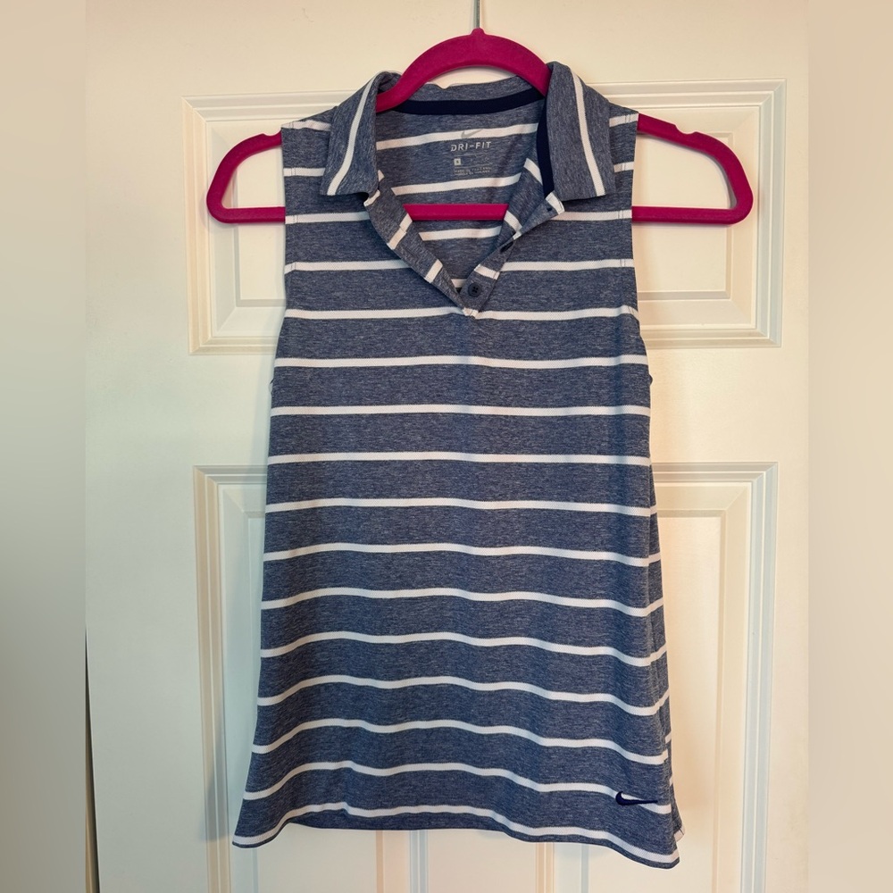 Nike Womens Golf Polo in Blue and White Stripes